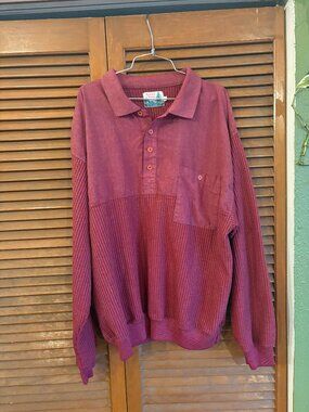 Red Waffle Pullover Sweater by Scandia Woods by Blair size XL unisex